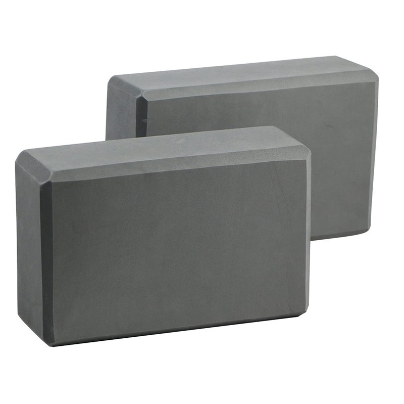 EXERZ Yoga Blocks 2 pack, Gym Blocks, Exercise Workout Fitness Bricks, Pilates Stretch Handstand Non-Slip, Grey - Image 1